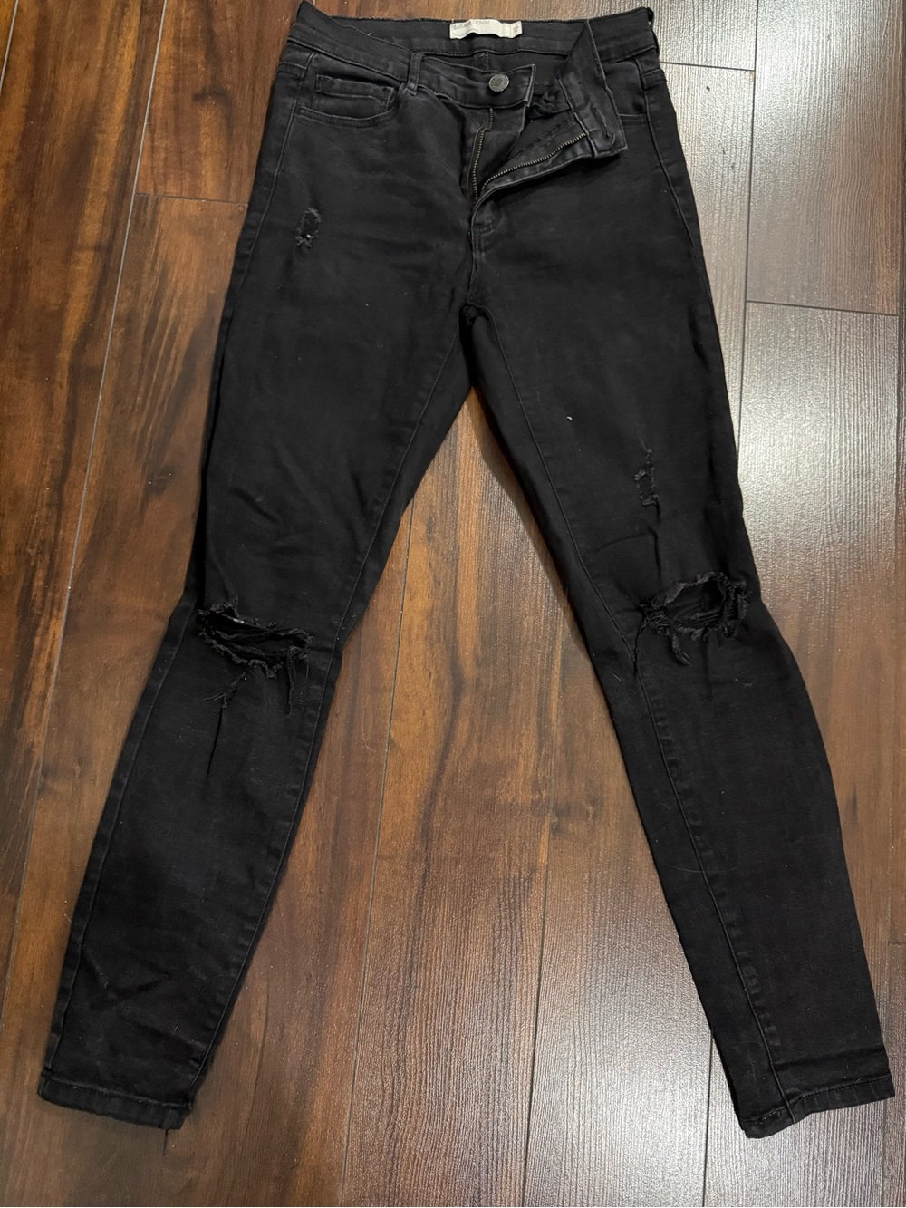 Garage Black Skinny Jeans with Knee Rips